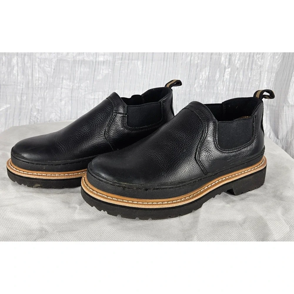 Chinook Workhorse Romeo Mens 8 Wide Slip-On Boots Black Leather Ultra Grip Shoes